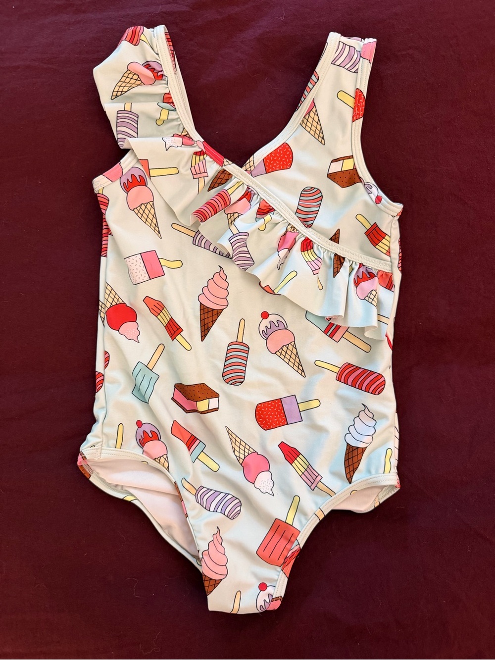 Harper Canyon Cream One-Piece Swimsuit with Pink & Red Ice Cream Print